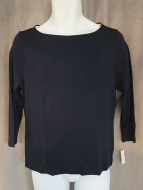NWT Large Talbots Blue Boat Neck Long-Sleeve Top